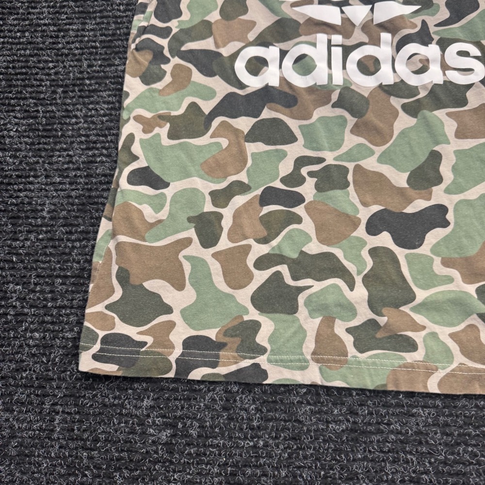 Adidas Originals Mens Camo Trefoil Logo T-Shirt Green Brown Camouflage Tee Small - Picture 10 of 12